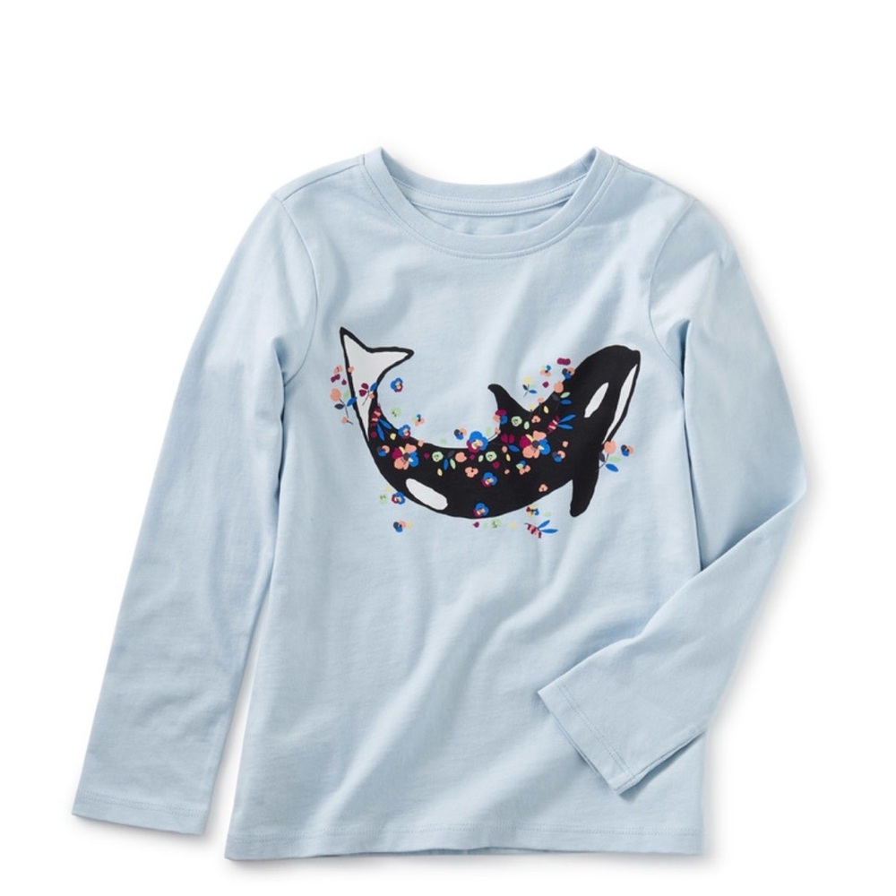 Tea Collection Light Blue Long-Sleeve Orca Graphic Tee